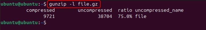List Contents of a Compressed File of gunzip