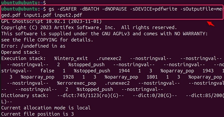 Merging PDF Files Using ghostscript