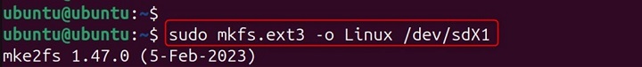 mkfs.ext3 Command in Linux10