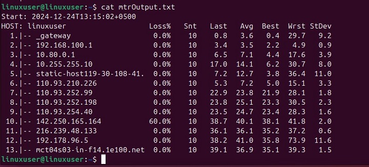 mtr Command in Linux6