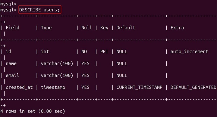 mysql Command in Linux12