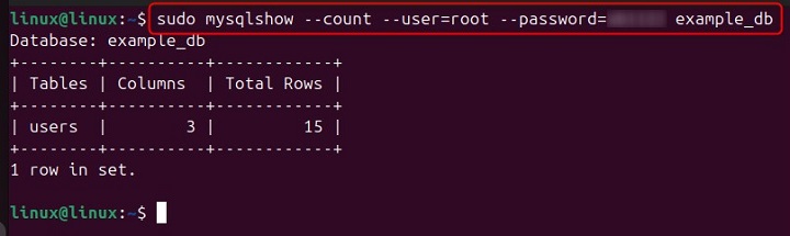 mysqlshow Command in Linux5