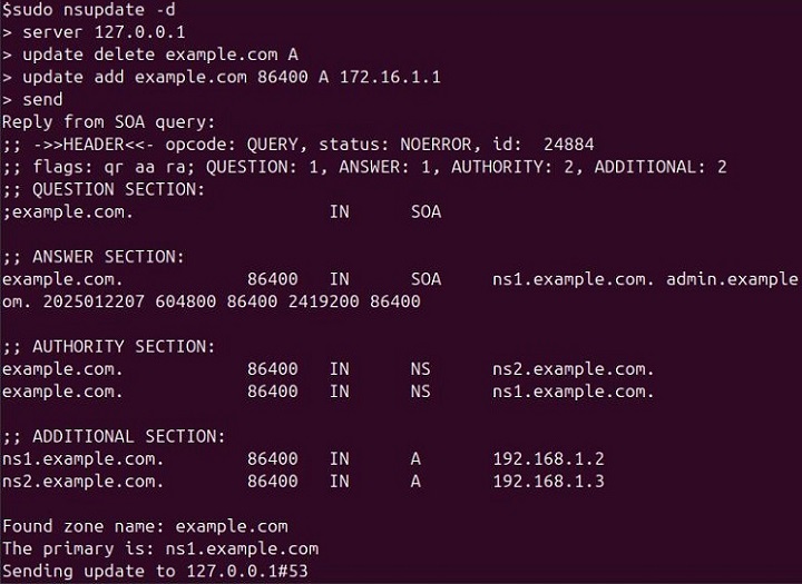 nsupdate Command in Linux5
