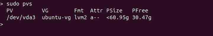 pvs Command in Linux1