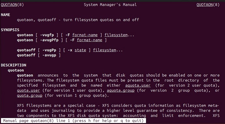 quotaon Command in Linux3