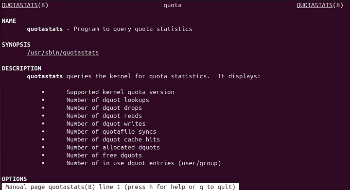 quotastats Command in Linux2