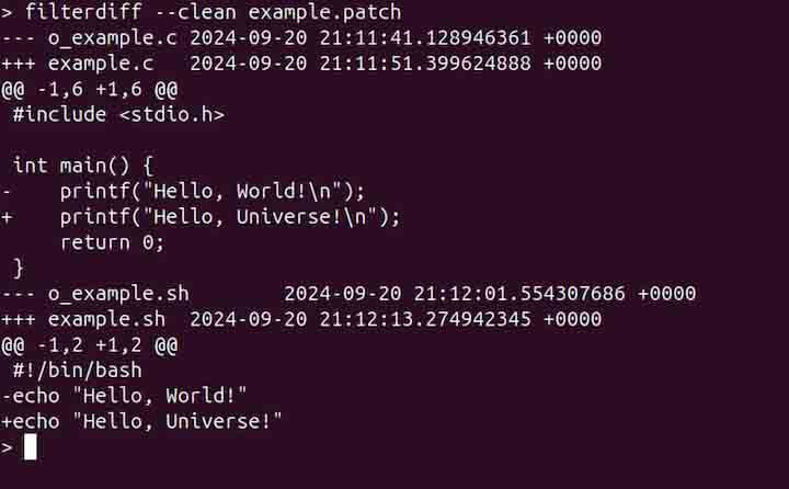 Remove Non-Diff Lines Using filterdiff