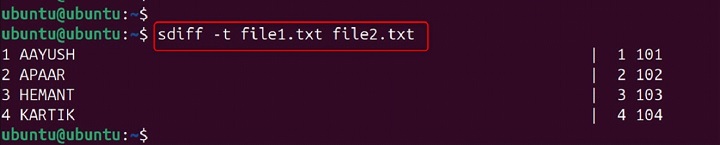 sdiff Command in Linux7