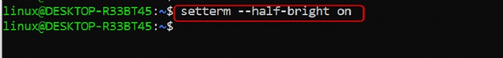 Setting Half-Bright Text using setterm