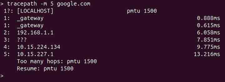 tracepath Command in Linux6