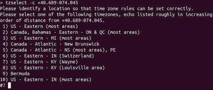 tzselect Command in Linux2