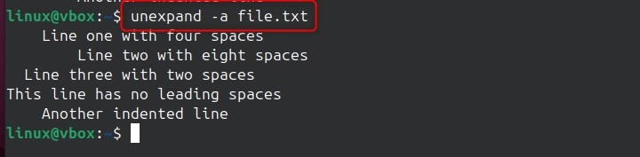 unexpand Command in Linux2
