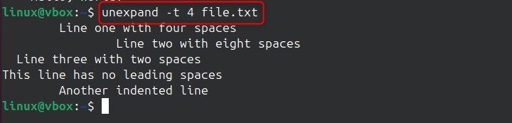 unexpand Command in Linux3