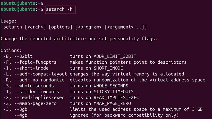 Use of setarch Command in Linux 1