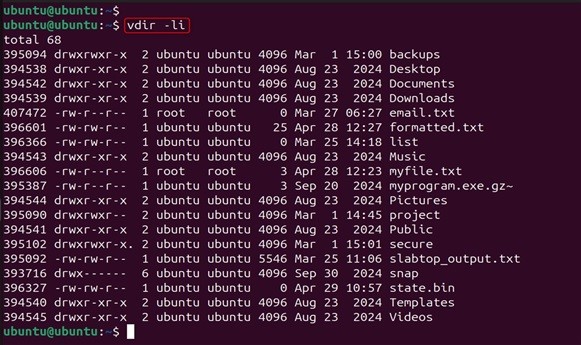 vdir Command in Linux10