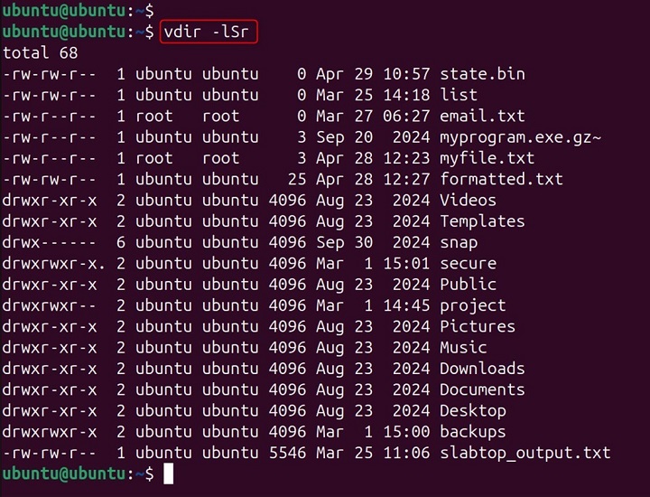 vdir Command in Linux20