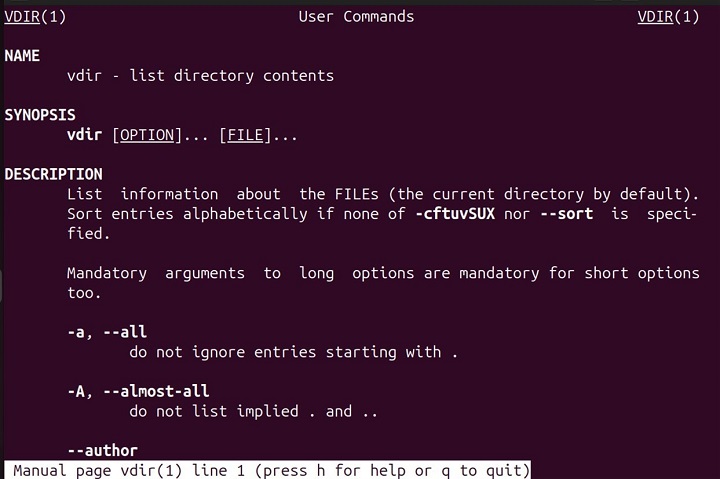 vdir Command in Linux5