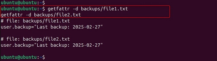 Verify the extended attributes